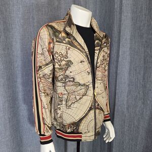 G-Style Global Conquer Track Jacket Full Zip Men's L Tan Graphics